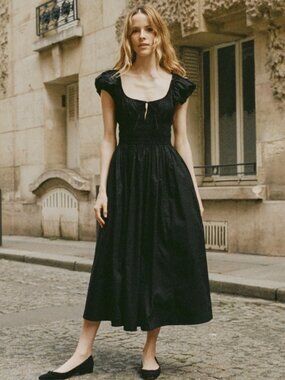 DOÊN Quinn Black Cotton Dress Medium